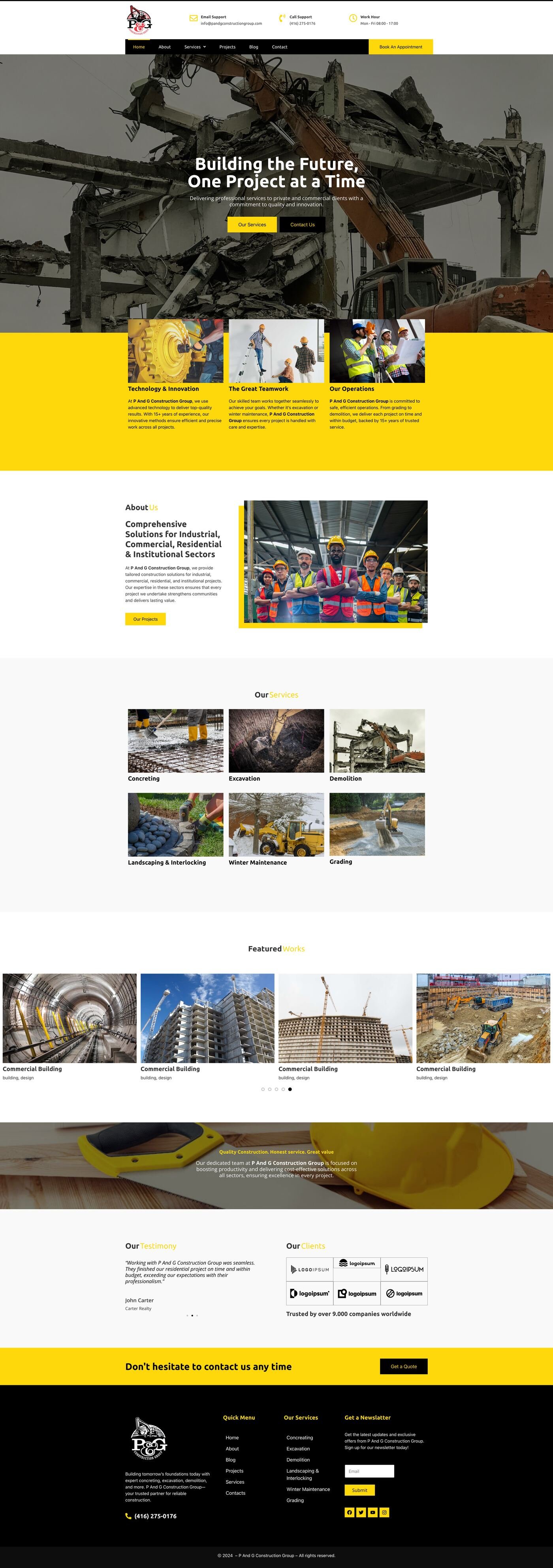 P&G Construction Group — desktop