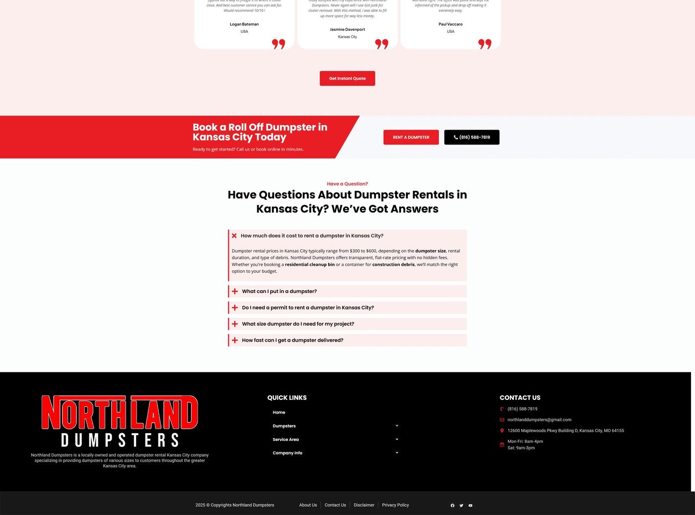 Northland Dumpsters — desktop